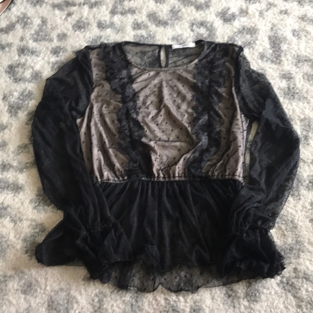 ELLA L See Through Black and Nude Crop Top